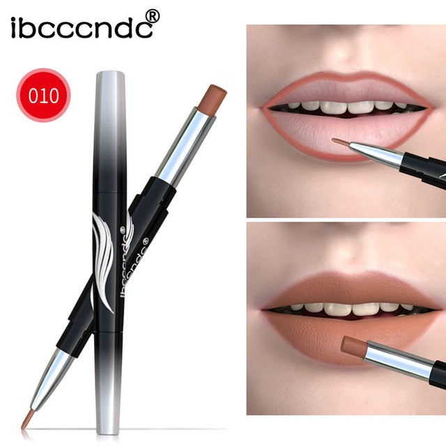 10 Colors Matte Lipstick Wateproof Double End Long Lasting Lipsticks Brand Lip Makeup Cosmetics Nude Dark Red Lips Liner Pencil cosmeticarena