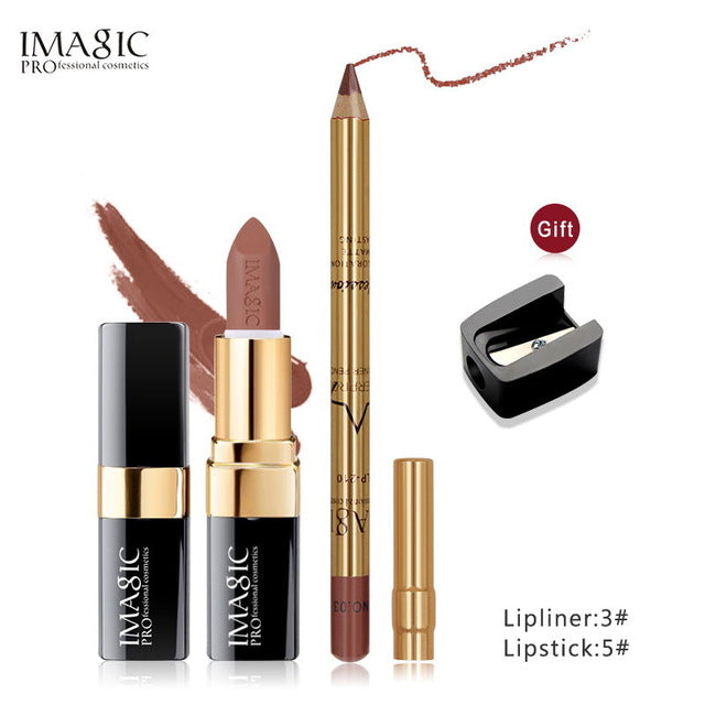IMAGIC new 12 color lip makeup cream lipstick waterproof lasting light color sexy red lipstick beauty matte eyeliner lipstick cosmeticarena