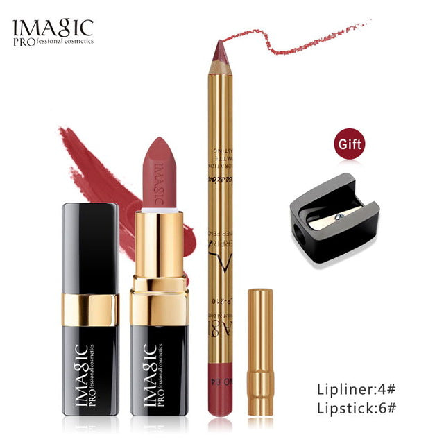 IMAGIC new 12 color lip makeup cream lipstick waterproof lasting light color sexy red lipstick beauty matte eyeliner lipstick cosmeticarena