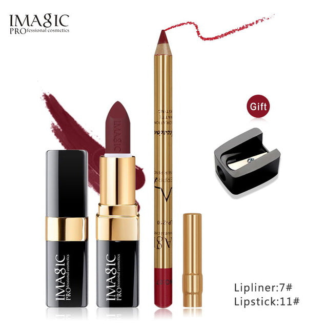 IMAGIC new 12 color lip makeup cream lipstick waterproof lasting light color sexy red lipstick beauty matte eyeliner lipstick cosmeticarena