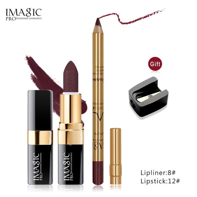 IMAGIC new 12 color lip makeup cream lipstick waterproof lasting light color sexy red lipstick beauty matte eyeliner lipstick cosmeticarena