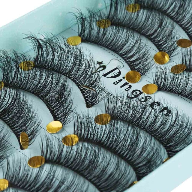10 Pairs 3D Soft Faux Mink Hair False Eyelashes Natural Messy Eyelash Crisscross Wispy Fluffy Lashes Extension Eye Makeup Tools cosmeticarena