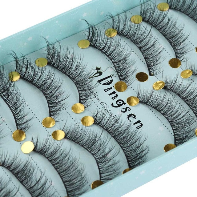 10 Pairs 3D Soft Faux Mink Hair False Eyelashes Natural Messy Eyelash Crisscross Wispy Fluffy Lashes Extension Eye Makeup Tools cosmeticarena