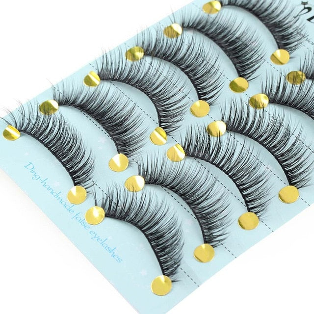 10 Pairs 3D Soft Faux Mink Hair False Eyelashes Natural Messy Eyelash Crisscross Wispy Fluffy Lashes Extension Eye Makeup Tools cosmeticarena