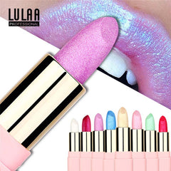 LULAA Colorful Glitter Metallic Lipstick Long Lasting Shiny Highlighter Waterproof Lip Stick Waterproof Makeup Cosmetic Lipstick cosmeticarena