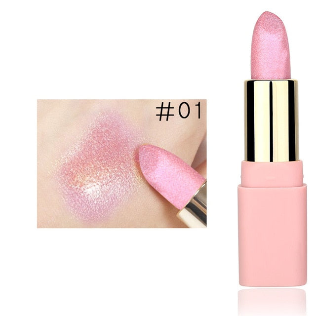 LULAA Colorful Glitter Metallic Lipstick Long Lasting Shiny Highlighter Waterproof Lip Stick Waterproof Makeup Cosmetic Lipstick cosmeticarena