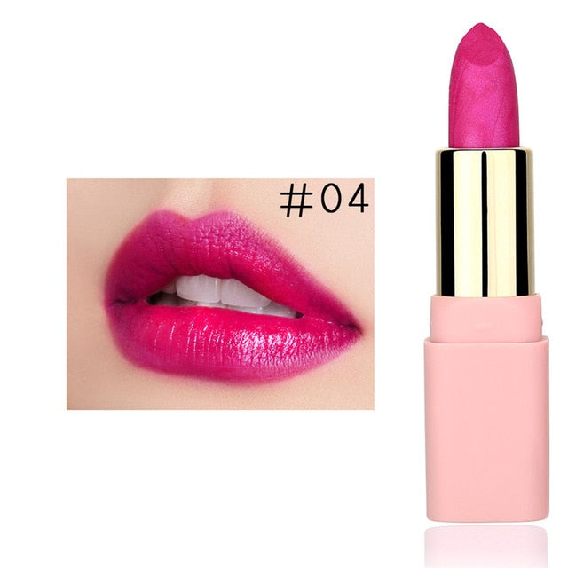LULAA Colorful Glitter Metallic Lipstick Long Lasting Shiny Highlighter Waterproof Lip Stick Waterproof Makeup Cosmetic Lipstick cosmeticarena