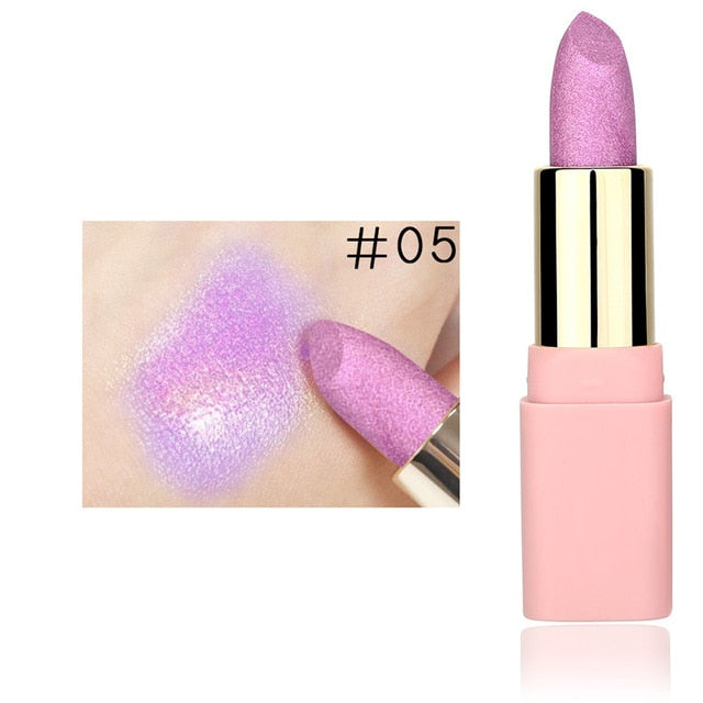 LULAA Colorful Glitter Metallic Lipstick Long Lasting Shiny Highlighter Waterproof Lip Stick Waterproof Makeup Cosmetic Lipstick cosmeticarena