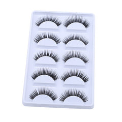 Black 5 Pairs Of Eyelashes Thick Fiber Natural False Eyelash Curl Eyelash Artificial Eyelash Extension Makeup Tools cosmeticarena