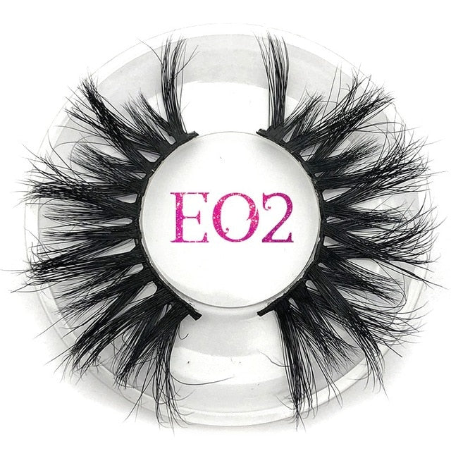 Mikiwi 25mm False Eyelashes Wholesale Thick Strip 25mm 3D Mink Lashes Custom Packaging Label Makeup Dramatic Long Mink Lashes cosmeticarena