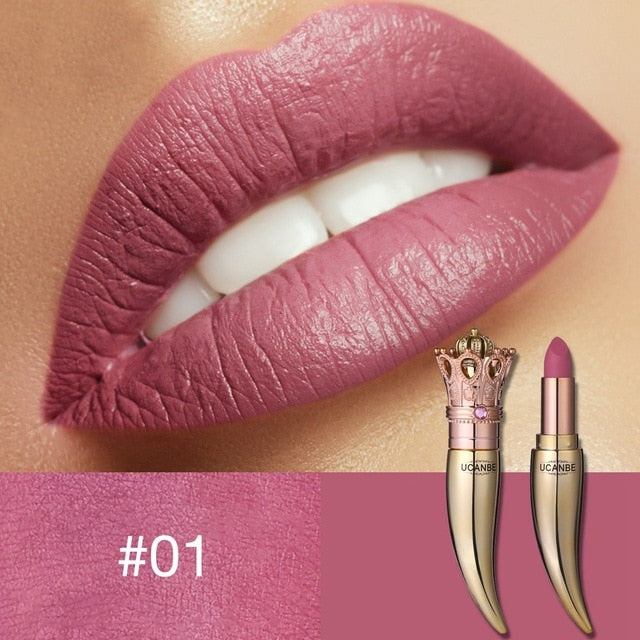 UCANBE Brand Crown Velvet Matte Lipstick Makeup Golden 5 Color Nude Long Lasting Pigment Lips Stick Natural Cosmetic Lip Rouge cosmeticarena