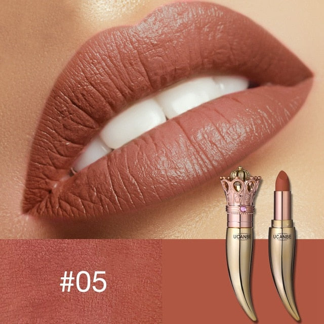 UCANBE Brand Crown Velvet Matte Lipstick Makeup Golden 5 Color Nude Long Lasting Pigment Lips Stick Natural Cosmetic Lip Rouge cosmeticarena