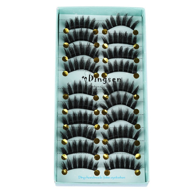 10 Pairs 3D Faux Mink Hair False Eyelashes Fluffy Wispy Multilayer Flutter Eyelash Faux Mink Eye Lashes Extension Makeup Tools cosmeticarena
