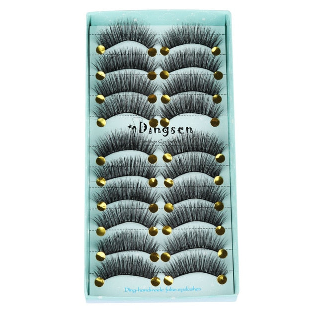 10 Pairs 3D Faux Mink Hair False Eyelashes Fluffy Wispy Multilayer Flutter Eyelash Faux Mink Eye Lashes Extension Makeup Tools cosmeticarena