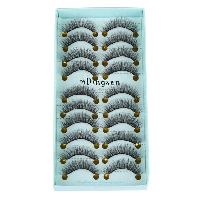 10 Pairs 3D Faux Mink Hair False Eyelashes Fluffy Wispy Multilayer Flutter Eyelash Faux Mink Eye Lashes Extension Makeup Tools cosmeticarena