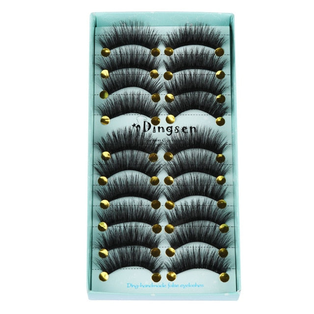 10 Pairs 3D Faux Mink Hair False Eyelashes Fluffy Wispy Multilayer Flutter Eyelash Faux Mink Eye Lashes Extension Makeup Tools cosmeticarena