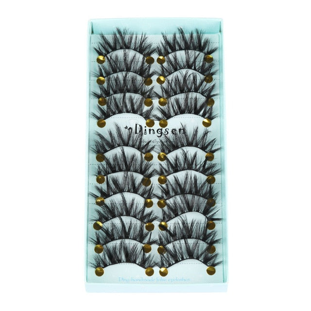 10 Pairs 3D Faux Mink Hair False Eyelashes Fluffy Wispy Multilayer Flutter Eyelash Faux Mink Eye Lashes Extension Makeup Tools cosmeticarena