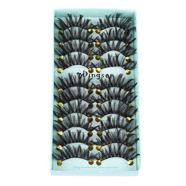 10 Pairs 3D Faux Mink Hair False Eyelashes Fluffy Wispy Multilayer Flutter Eyelash Faux Mink Eye Lashes Extension Makeup Tools cosmeticarena