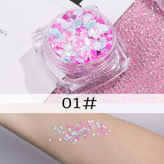 26 colors glitter eyeshadow powder rainbow gold silver pink mermaid flake long lasting waterproof face makeup seuqins gel AM082 cosmeticarena