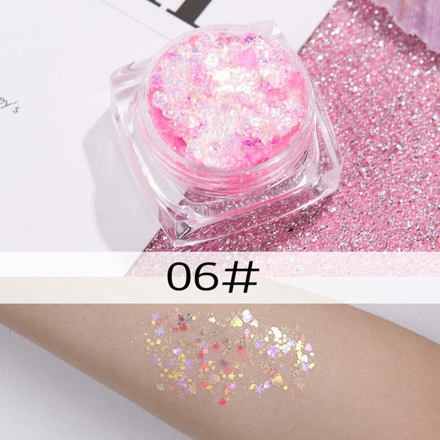 26 colors glitter eyeshadow powder rainbow gold silver pink mermaid flake long lasting waterproof face makeup seuqins gel AM082 cosmeticarena