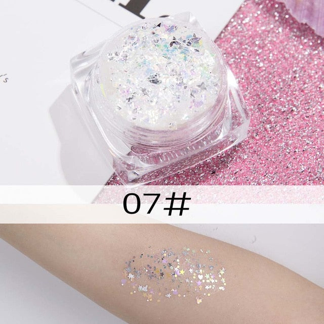 26 colors glitter eyeshadow powder rainbow gold silver pink mermaid flake long lasting waterproof face makeup seuqins gel AM082 cosmeticarena