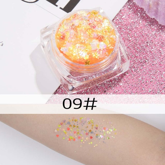 26 colors glitter eyeshadow powder rainbow gold silver pink mermaid flake long lasting waterproof face makeup seuqins gel AM082 cosmeticarena