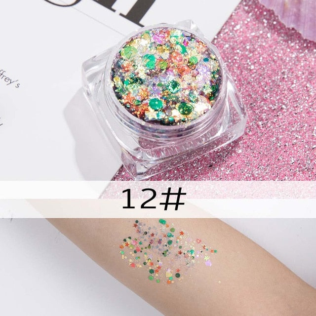 26 colors glitter eyeshadow powder rainbow gold silver pink mermaid flake long lasting waterproof face makeup seuqins gel AM082 cosmeticarena