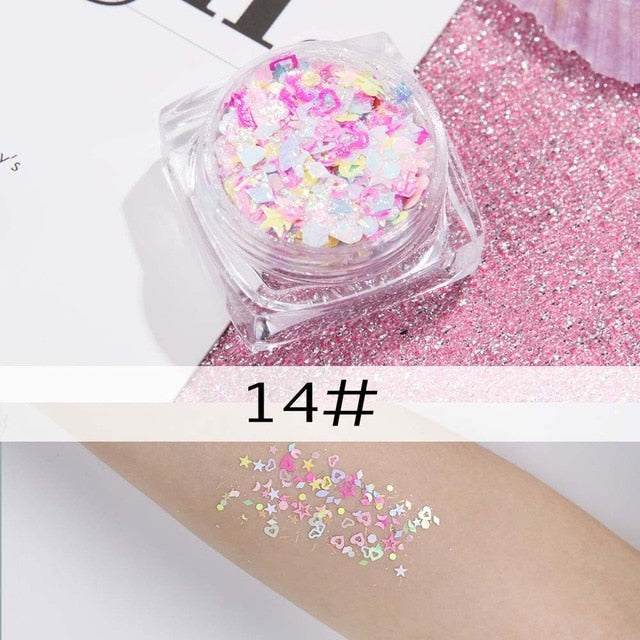 26 colors glitter eyeshadow powder rainbow gold silver pink mermaid flake long lasting waterproof face makeup seuqins gel AM082 cosmeticarena