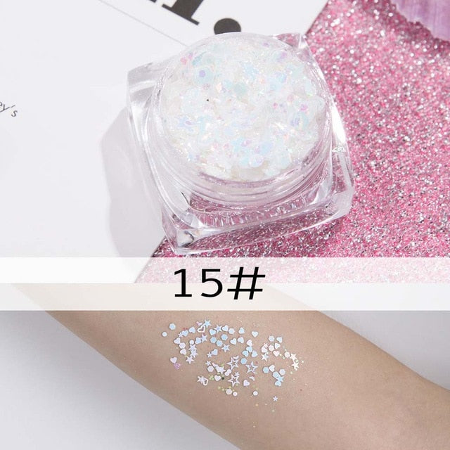 26 colors glitter eyeshadow powder rainbow gold silver pink mermaid flake long lasting waterproof face makeup seuqins gel AM082 cosmeticarena