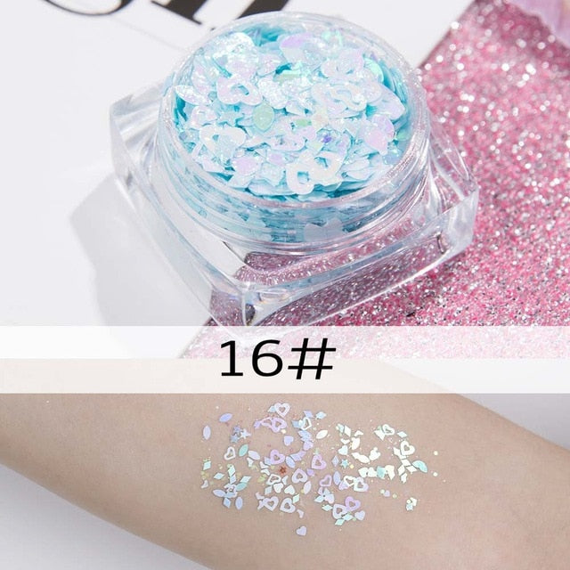 26 colors glitter eyeshadow powder rainbow gold silver pink mermaid flake long lasting waterproof face makeup seuqins gel AM082 cosmeticarena