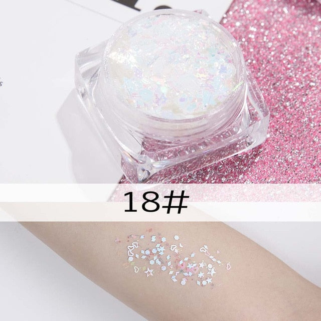 26 colors glitter eyeshadow powder rainbow gold silver pink mermaid flake long lasting waterproof face makeup seuqins gel AM082 cosmeticarena