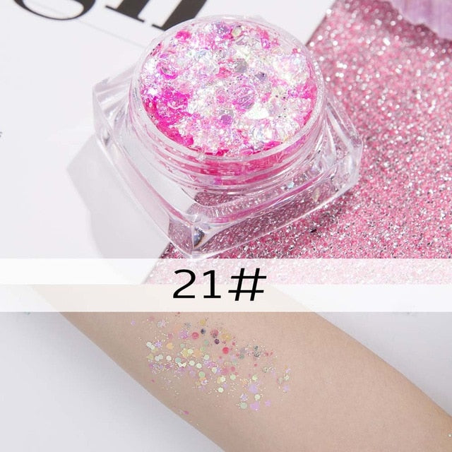 26 colors glitter eyeshadow powder rainbow gold silver pink mermaid flake long lasting waterproof face makeup seuqins gel AM082 cosmeticarena