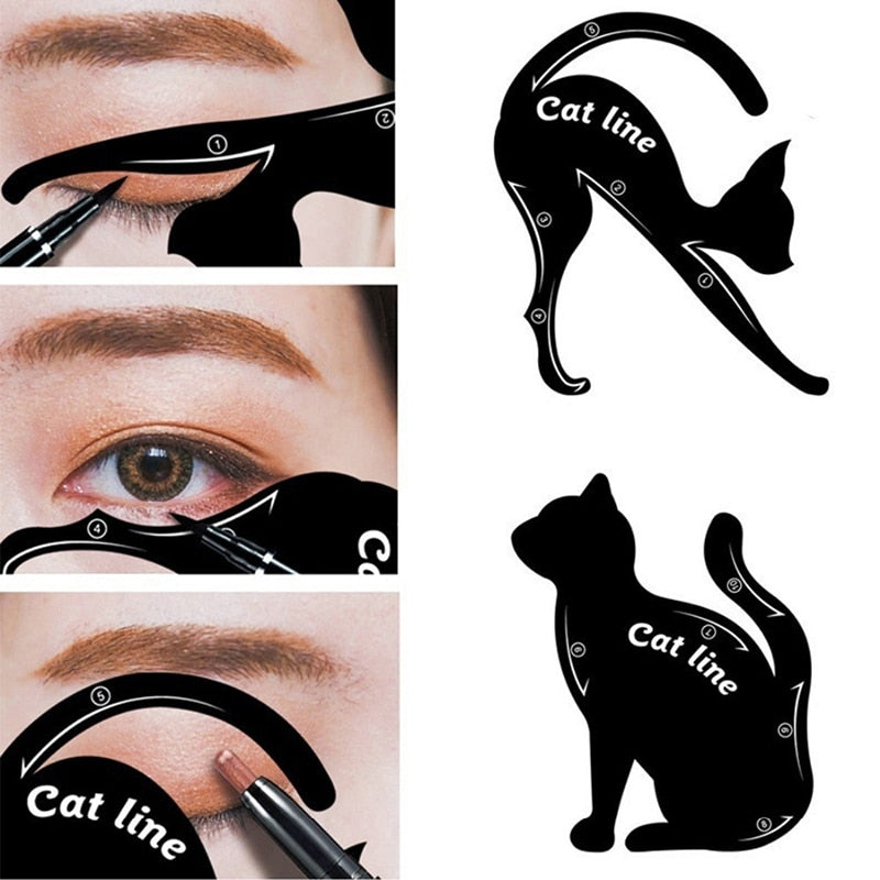2Pcs/bags Cat Line Professional Eye Makeup Tool Shadow Eyeliner Stencils Template Shaper Model Gift Lady Make up kit For Eyes cosmeticarena