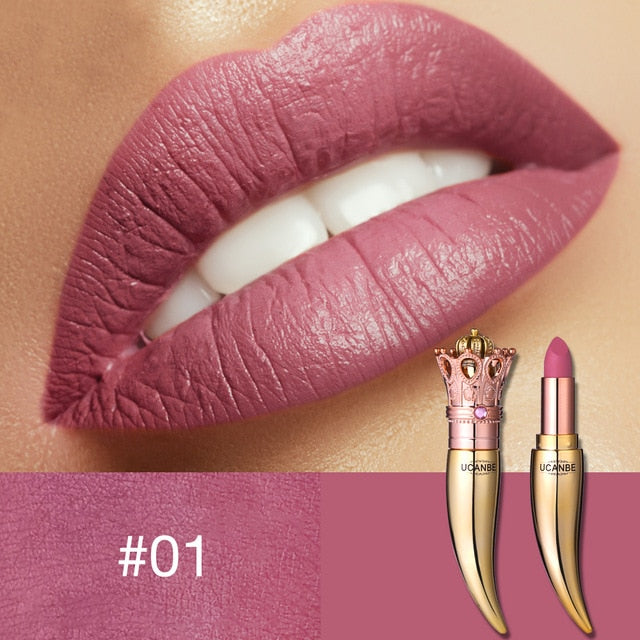 UCANBE Brand Velvet Matte Lipstick Set Luxury Queen Crown Creamy Lip Stick Gentle Pink Nude Makeup Waterproof Lasting Cosmetics cosmeticarena